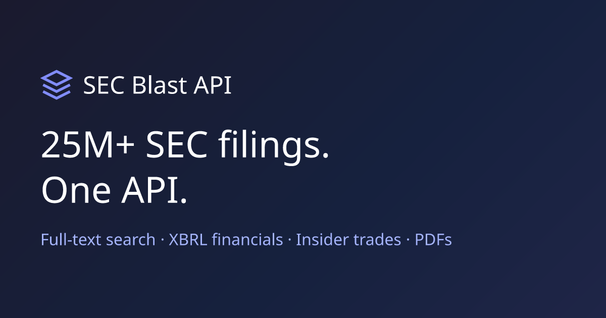 SEC Blast API: SEC EDGAR Filing Data API